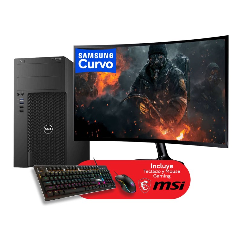 Dell Precision 3620 Torre, Core i7 6ta. Gen. 24GB RAM DDR4, 480SSD, RADEON R7 240, Monitor 27" Curvo